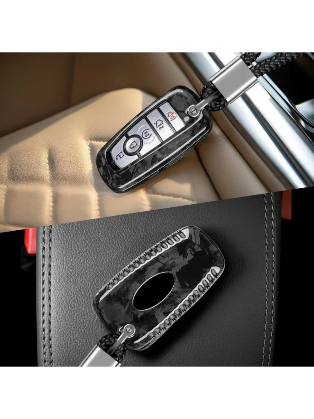 Carbon Fiber Key Fob Cover for Ford F150 F250 F350 & More - Smart Remote